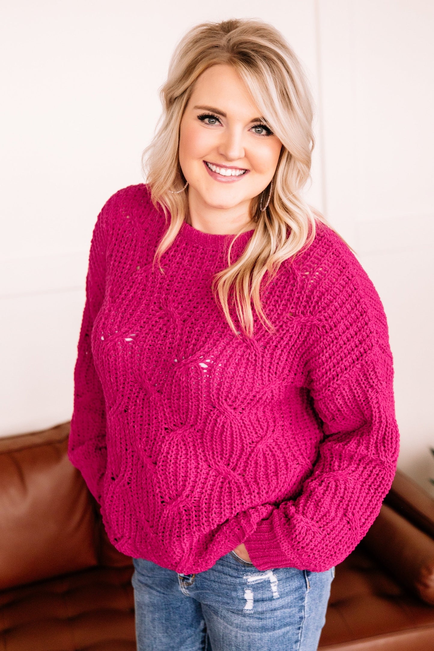 Pretty In Magenta Chenille Sweater