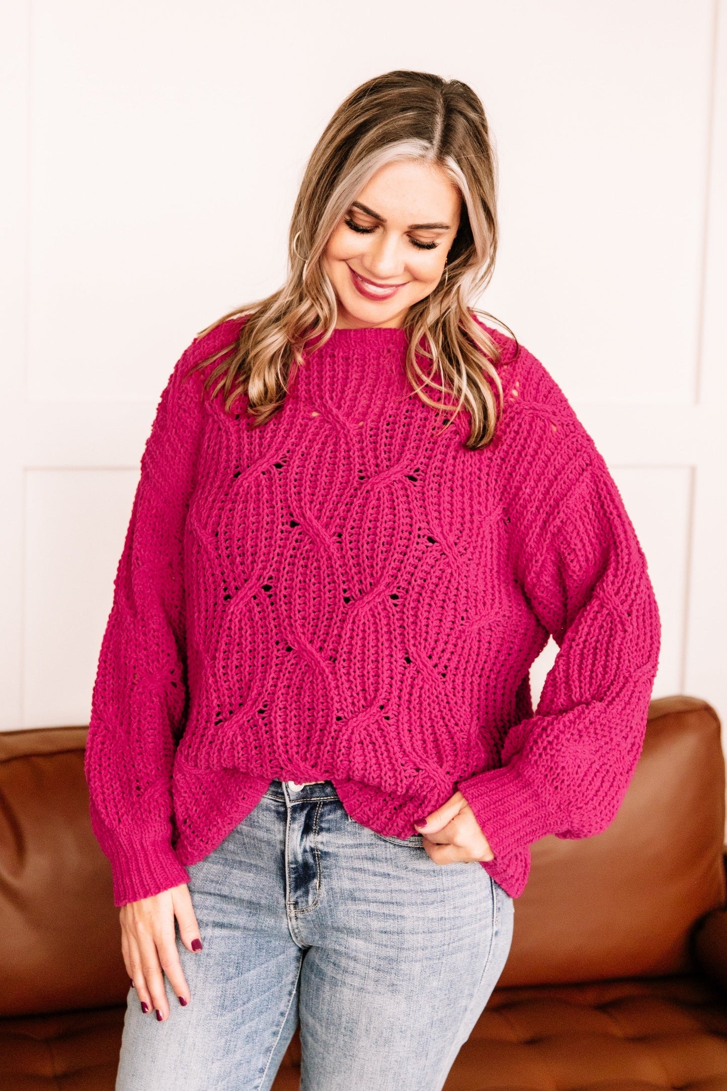 Pretty In Magenta Chenille Sweater
