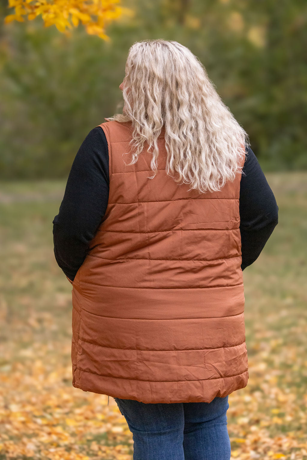 IN STOCK Harlow Long Vest - Cinnamon FINAL SALE