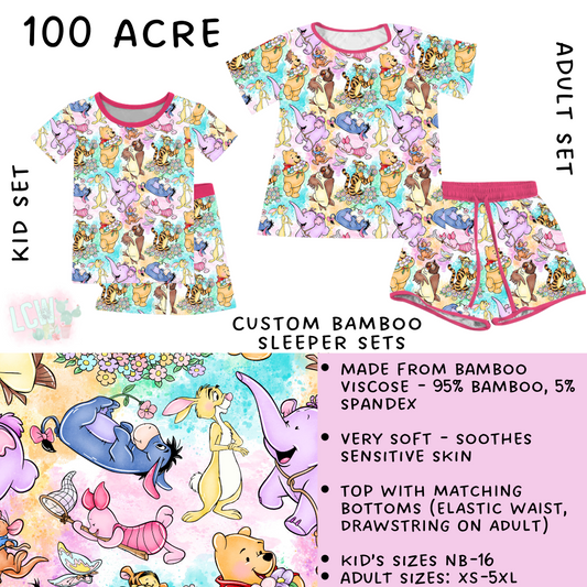 Ready To Ship - 100 Acre Adult Bamboo Short Sleeper Set - L, XL & 2XL