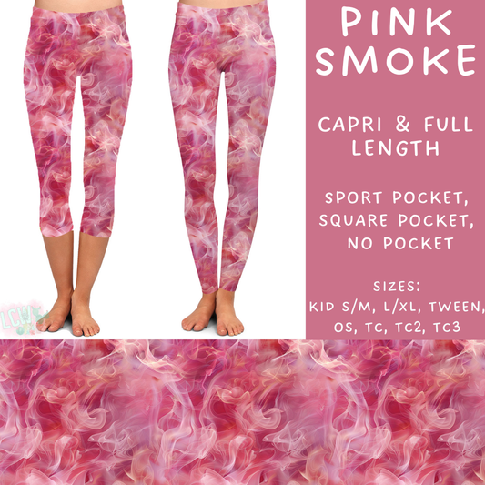 Ready to Ship - Pink Smoke Capri Length Leggings - Sport Pocket OS & No Pocket TC2