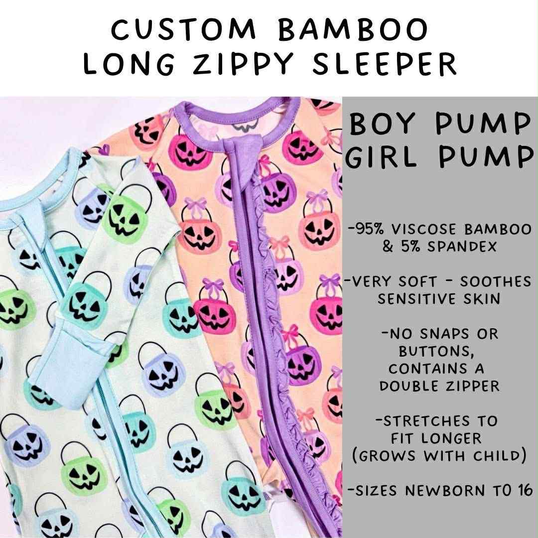 Ready to Ship - Boy Pump Long Zippy Sleeper - 3T & 5T, Girl Pump - 3-6 Months
