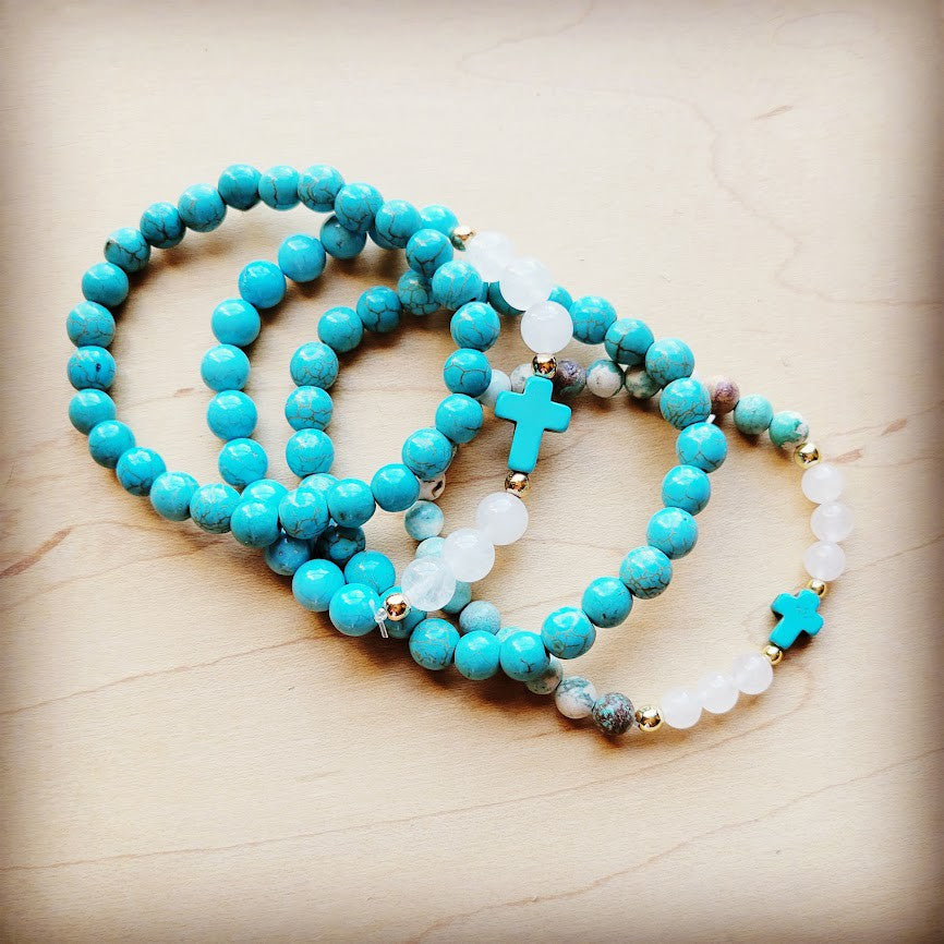 **Natural Jade and Howlite Beaded Stretch Breacelet 806w