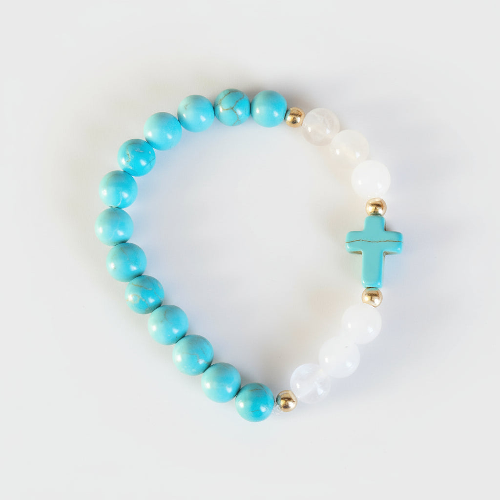 **Natural Jade and Howlite Beaded Stretch Breacelet 806w