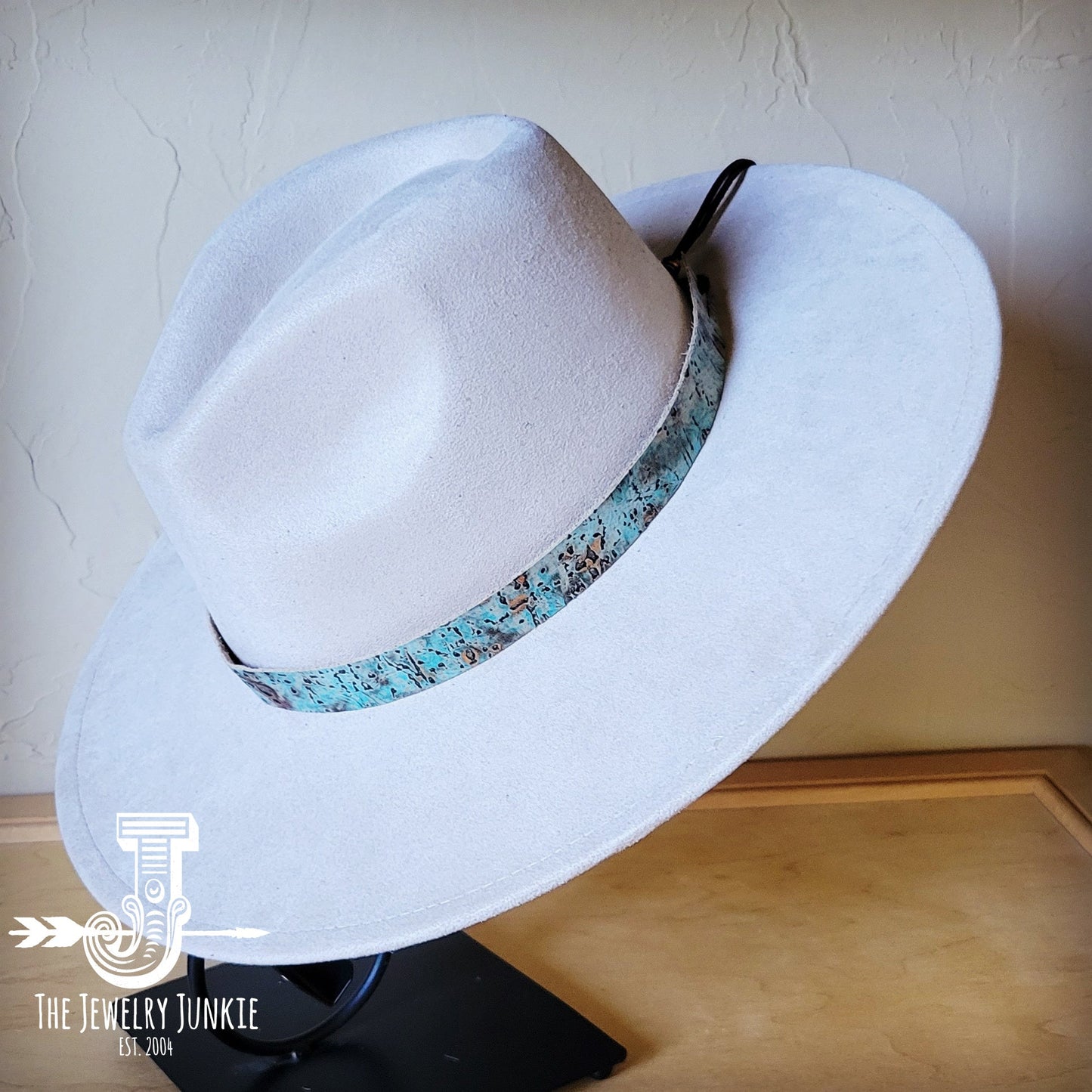 **Turquoise Metallic Embossed Leather Hat Band Only 950q