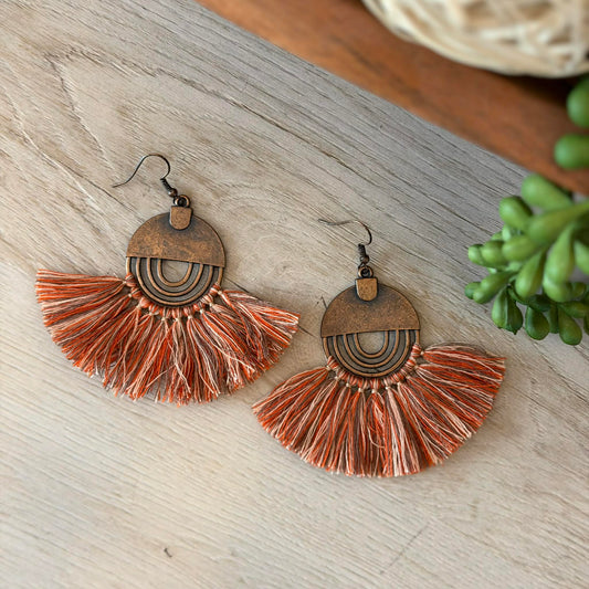 Orange Fan Tassel Jewelry Junkie Earrings