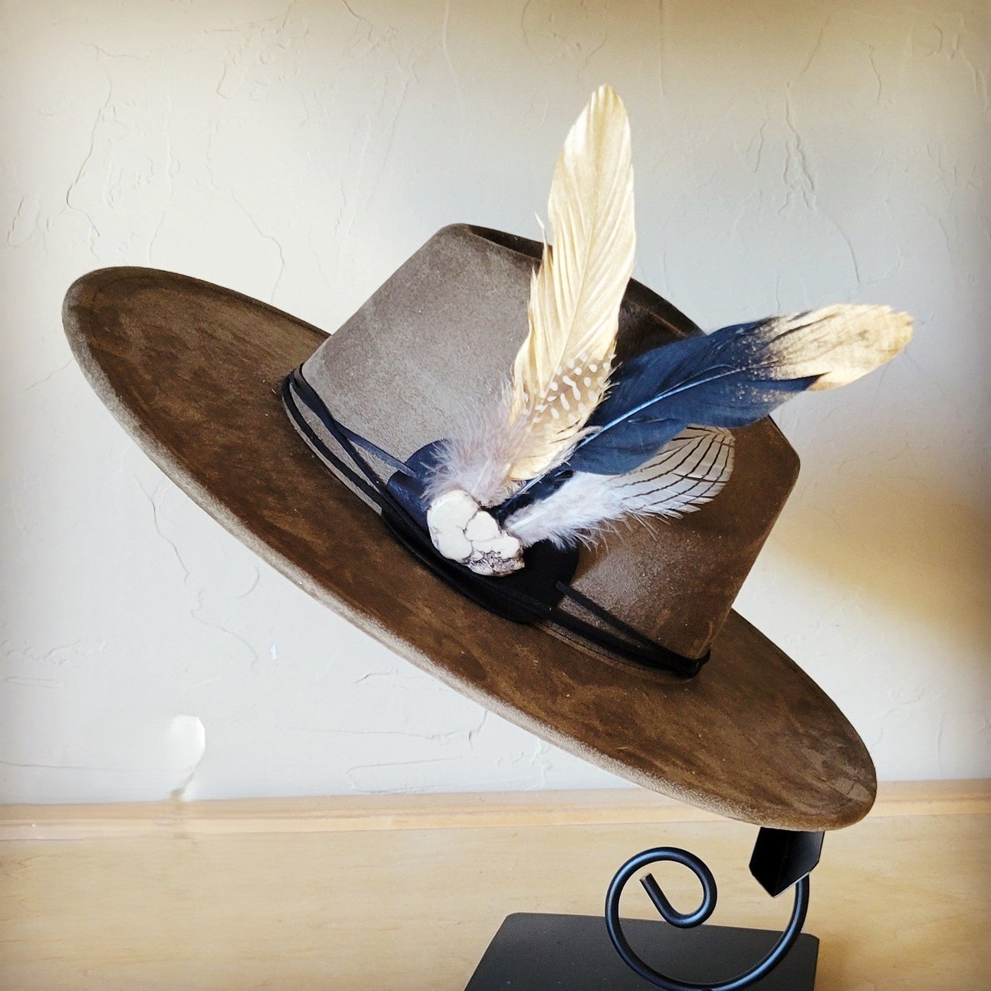 Black Gold Feather & Turquoise Slab Hat Band + Choice of Hat 986b