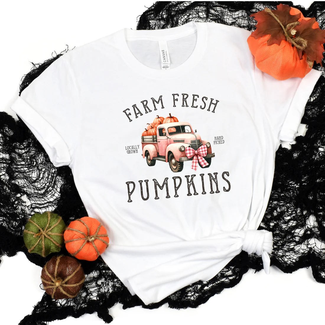 Girly Farm Fresh Pumpkins Graphic Tee