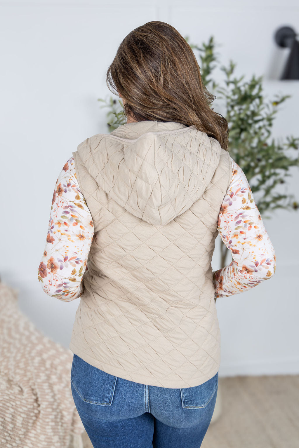 IN STOCK Heather Hooded Vest - Beige FINAL SALE