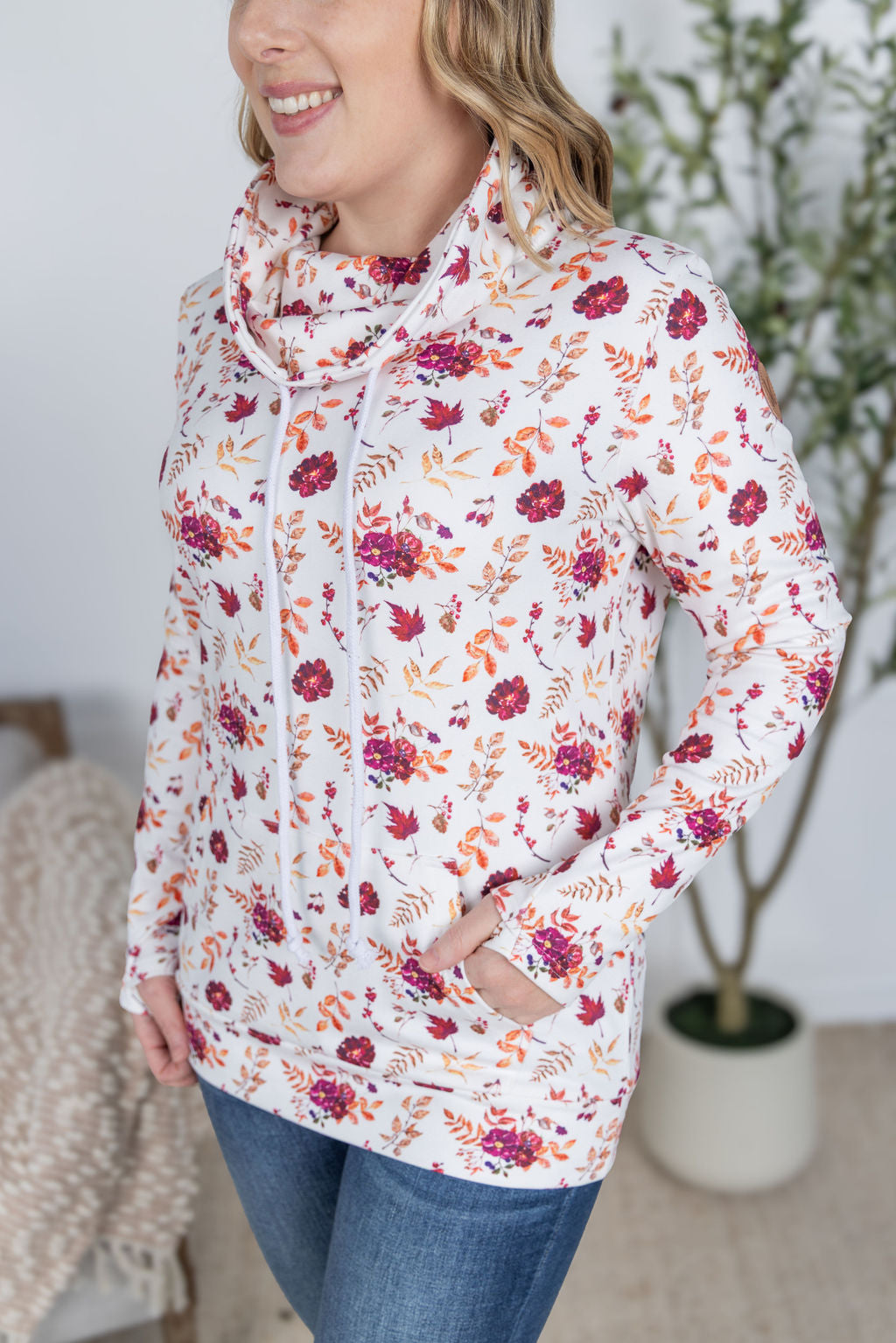 IN STOCK Soft Funnel Neck - Autumn Floral FINAL SALE