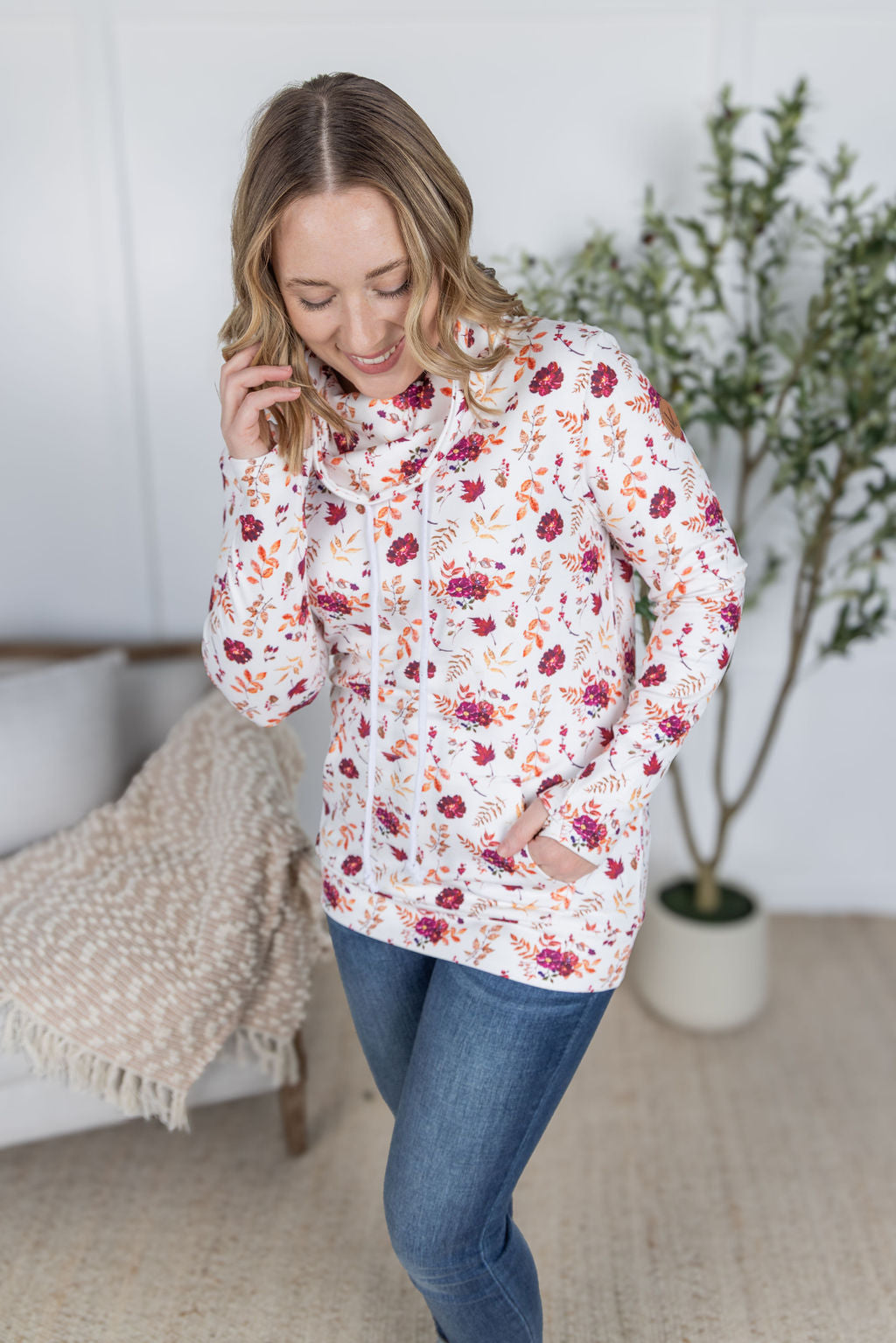 IN STOCK Soft Funnel Neck - Autumn Floral FINAL SALE