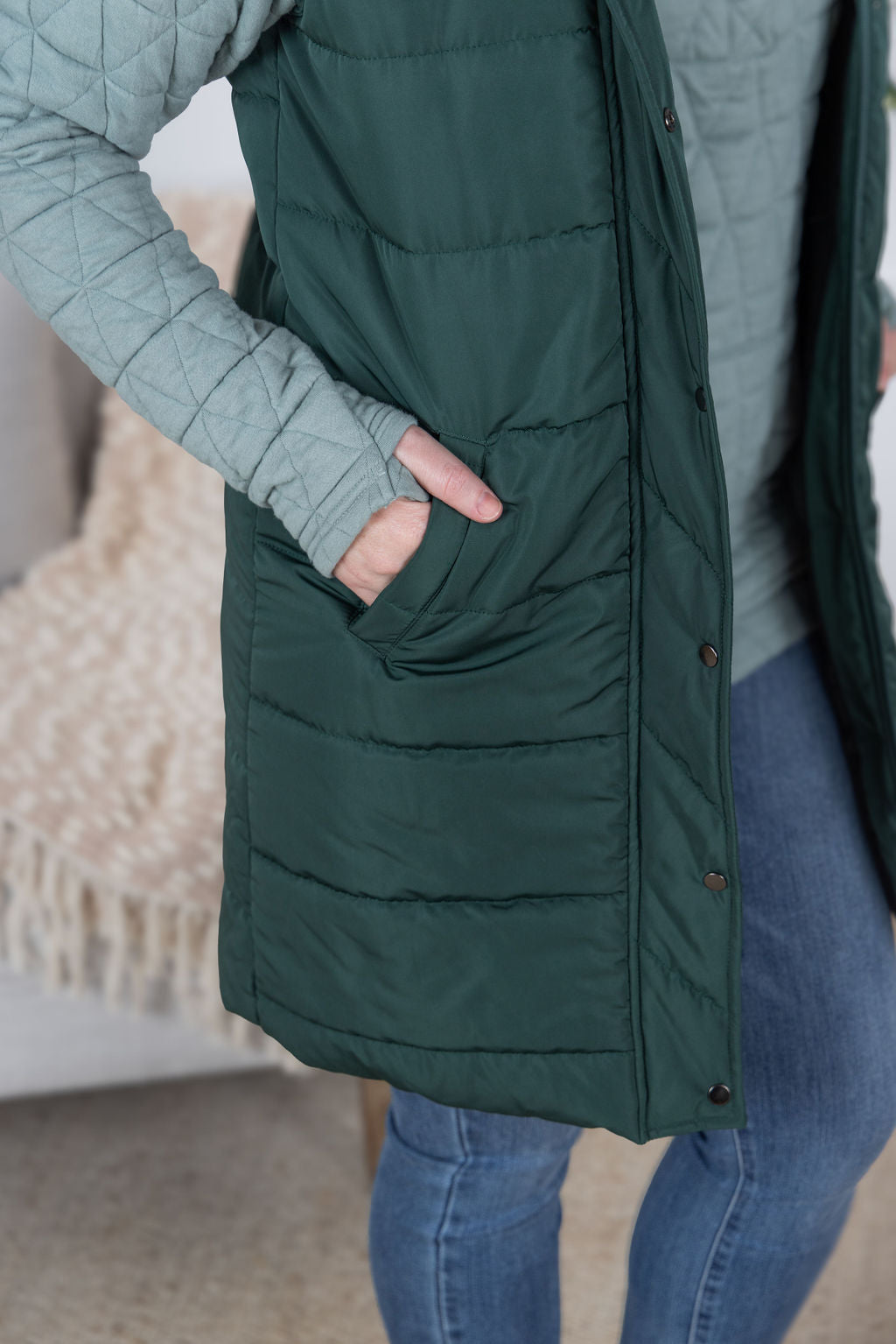 IN STOCK Harlow Long Vest - Hunter Green FINAL SALE