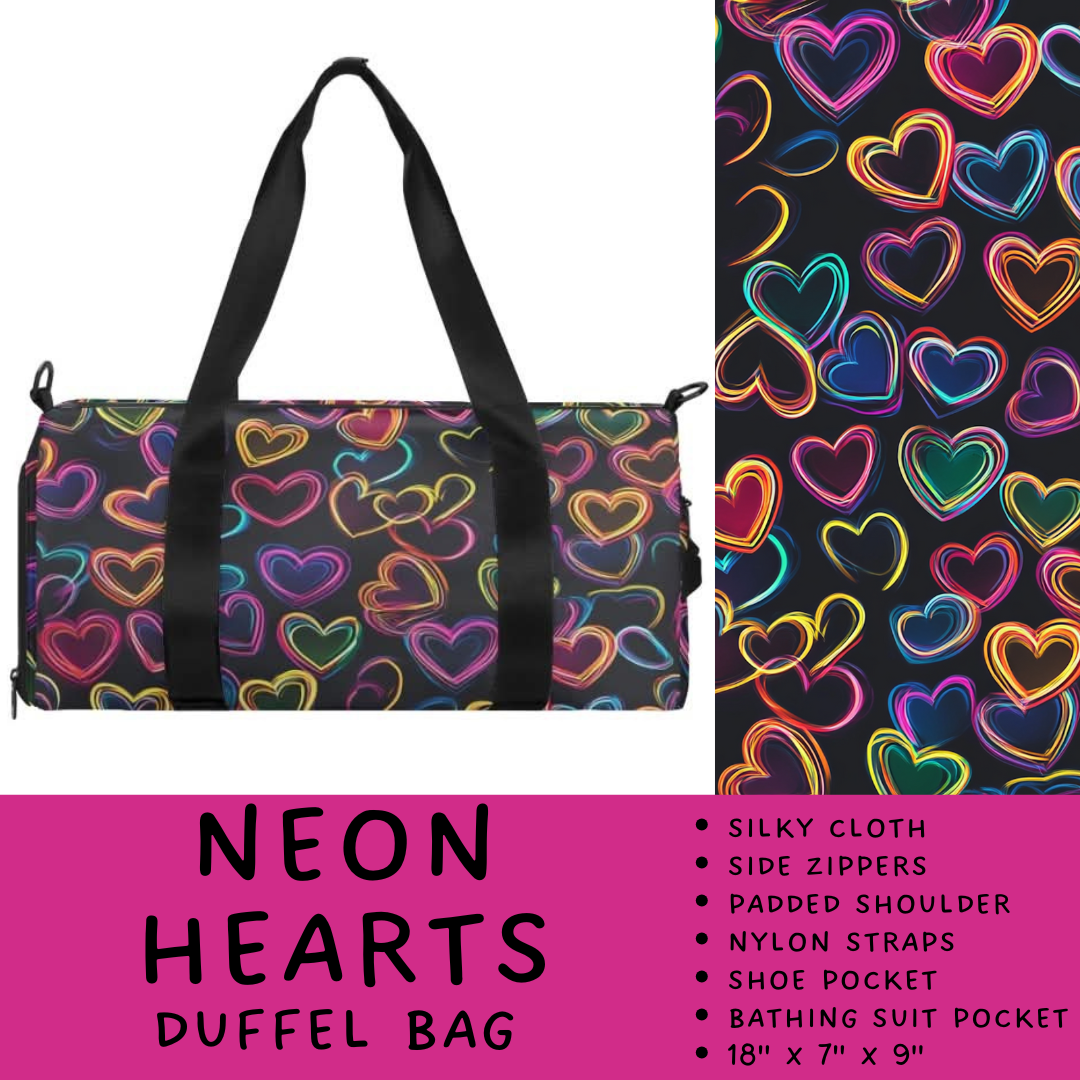 Batch #264 - Travel Collection - Closes 12/31 - ETA - Neon Hearts Duffel Bag