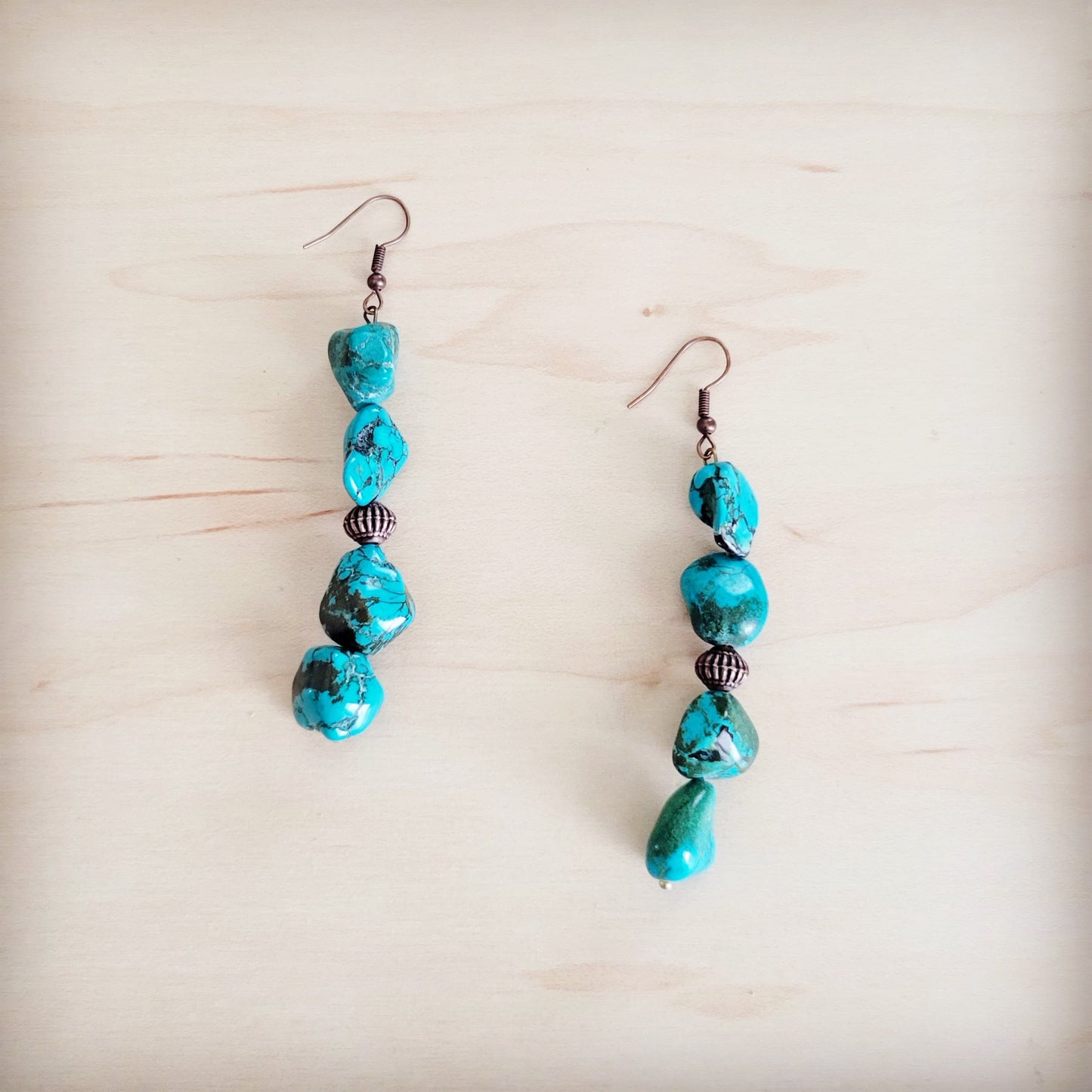 Stacked Turquoise and Copper Earrings 219f