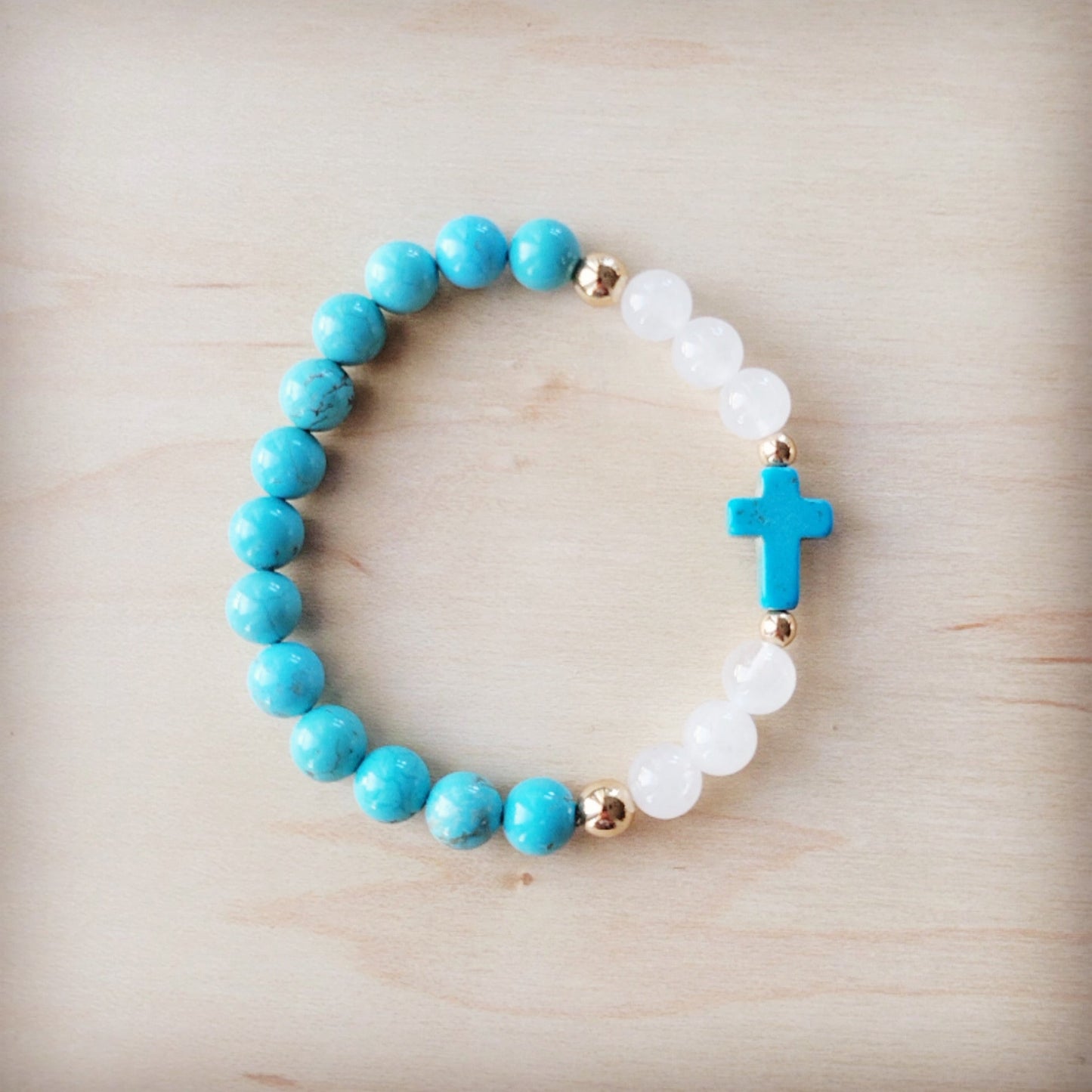 **Natural Jade and Howlite Beaded Stretch Breacelet 806w