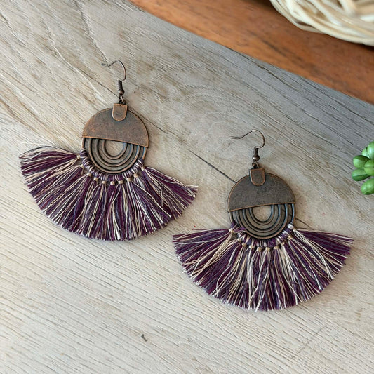 Purple Fan Tassel Jewelry Junkie Earrings