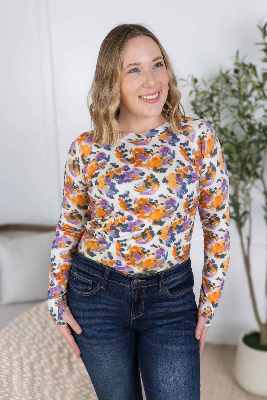 IN STOCK Blair Long Sleeve Top - Autumn Purple Abstract FINAL SALE