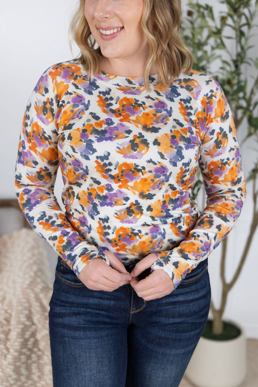 IN STOCK Blair Long Sleeve Top - Autumn Purple Abstract FINAL SALE