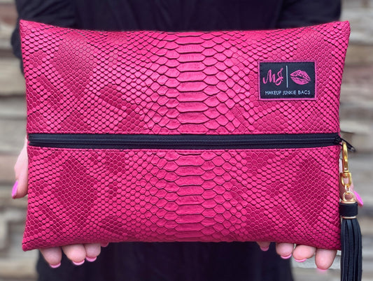 Pink Python Makeup Junkie Bag