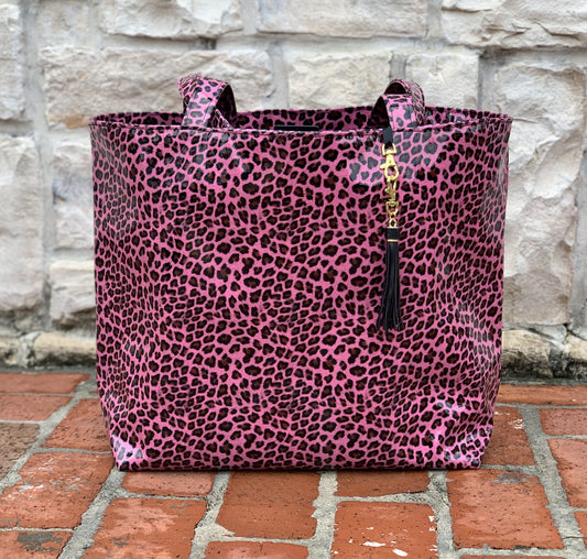 Pink Leopard Patent Makeup Junkie Daykeeper Tote