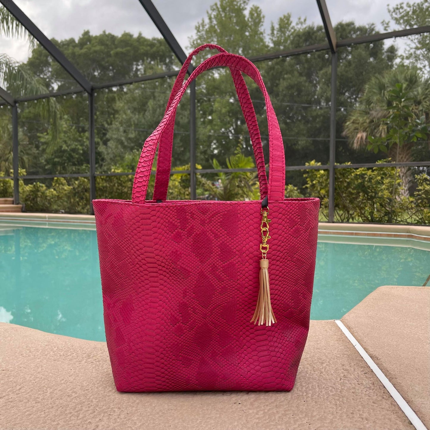 Pink Python Skull Custom Makeup Junkie Daykeeper Tote