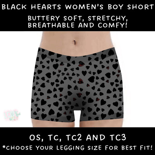 Ready To Ship - Black Hearts Boy Shorts