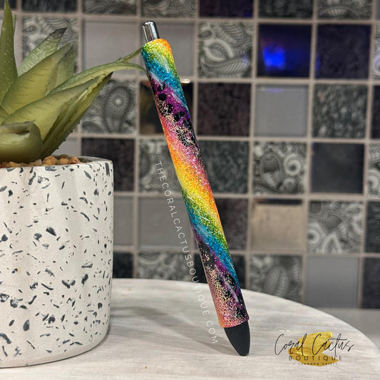 Custom Pen - Rainbow Leopard Swirl