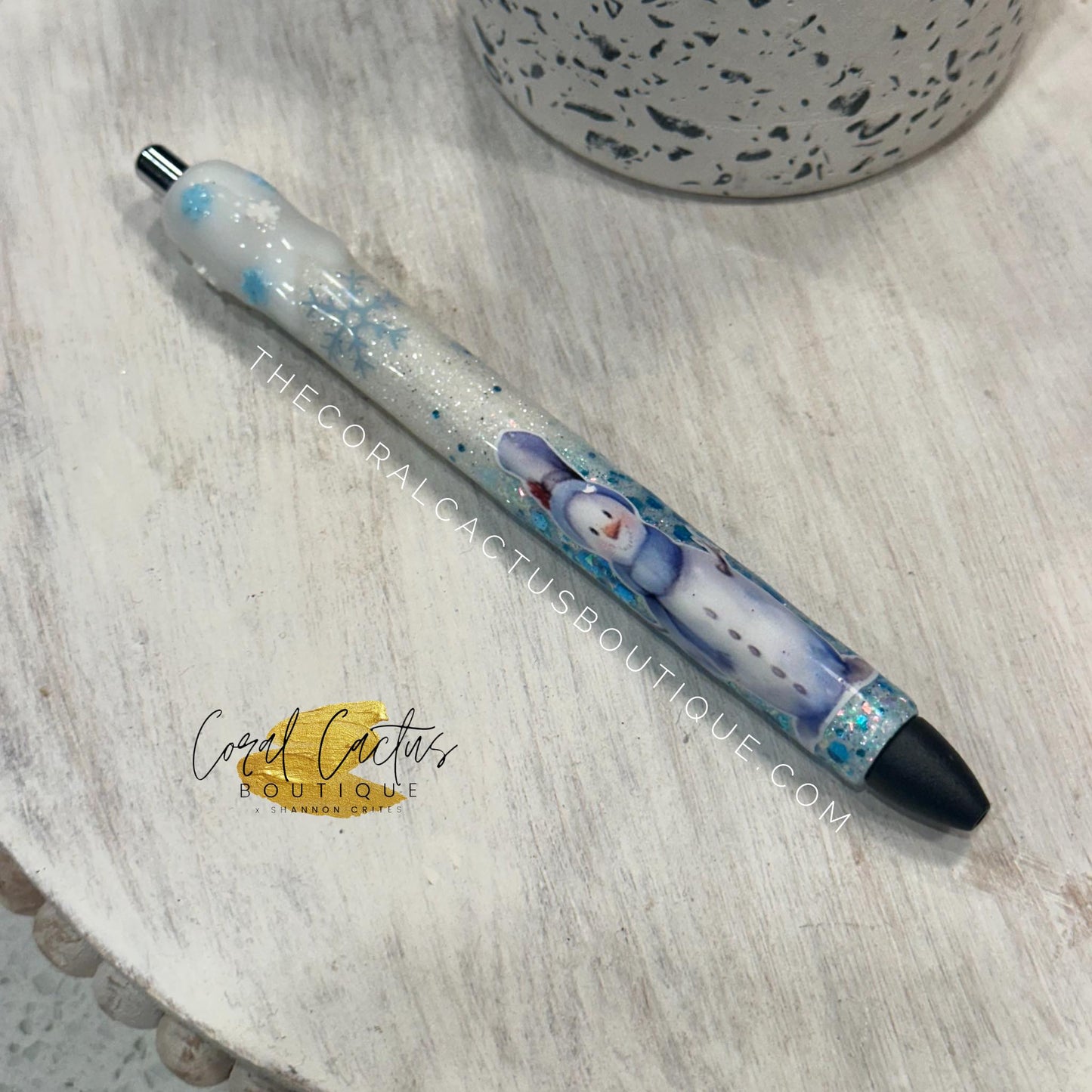 Custom Pen - Snowflake Snowman Drip