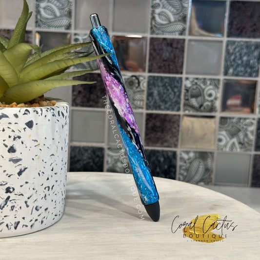 Custom Pen - Purple, Black & Blue Swirl