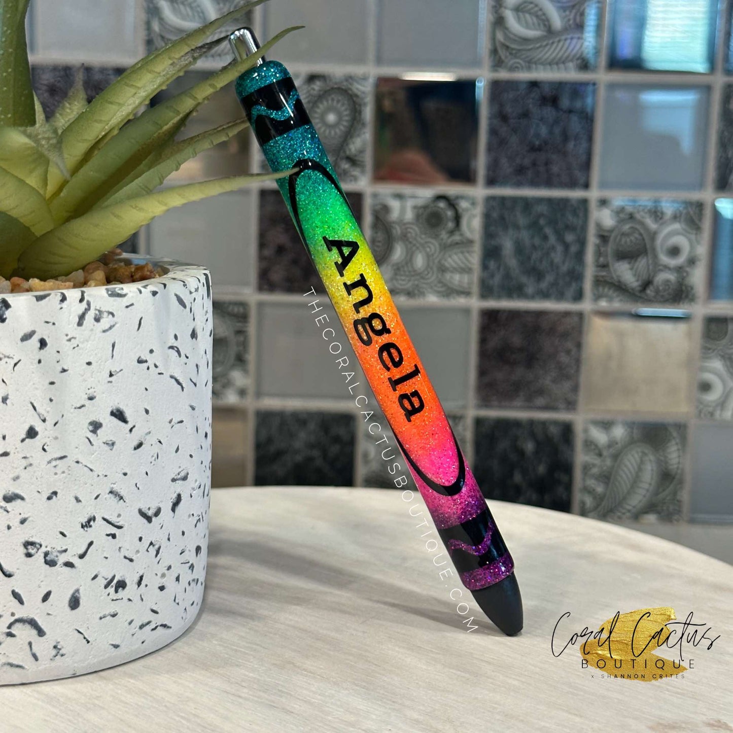 Custom Pen - Rainbow Ombre Crayon