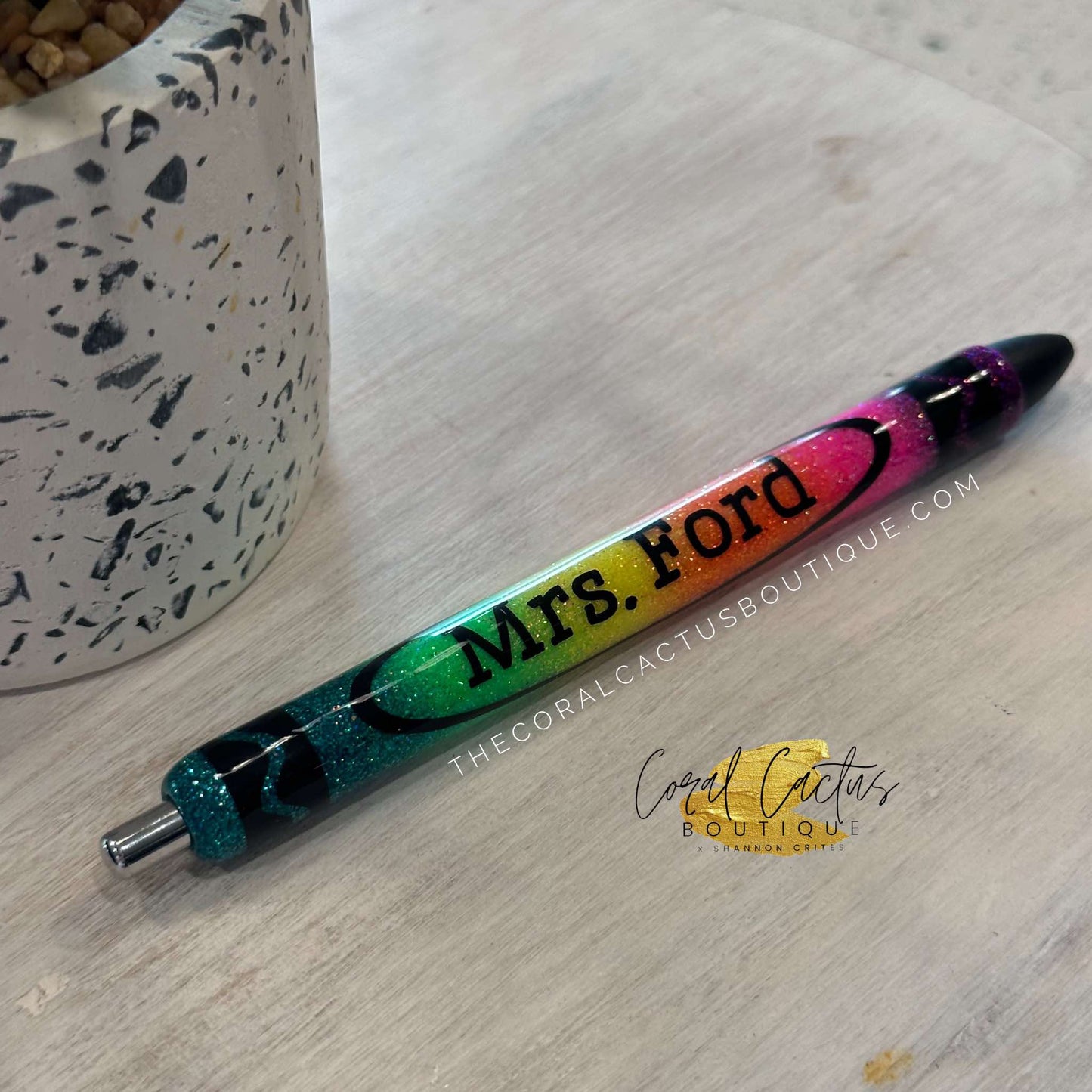 Custom Pen - Rainbow Ombre Crayon