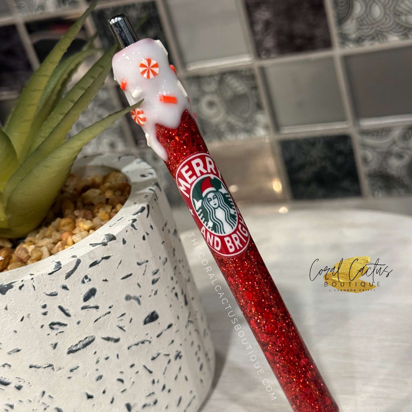 Custom Pen - Merry & Bright Coffee Drip