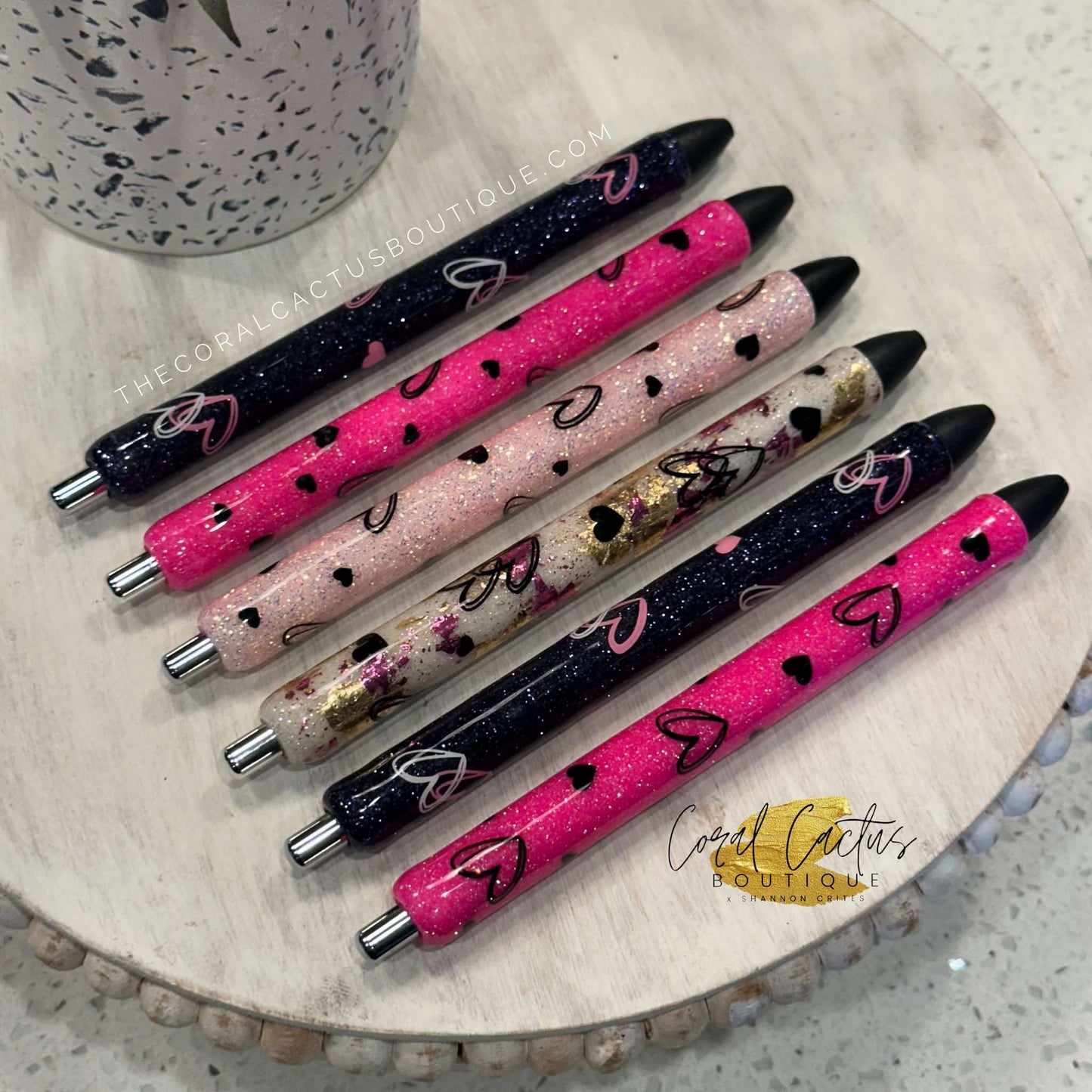 Custom Pen - Love Hearts Black