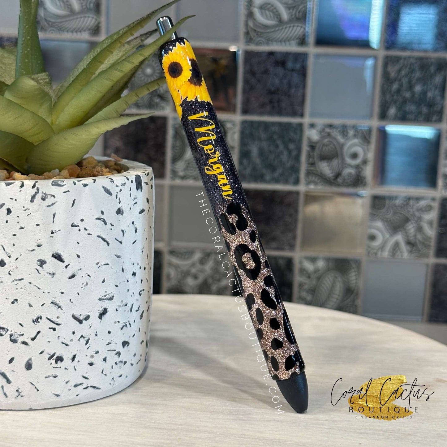Custom Pen - Sunflower Leopard