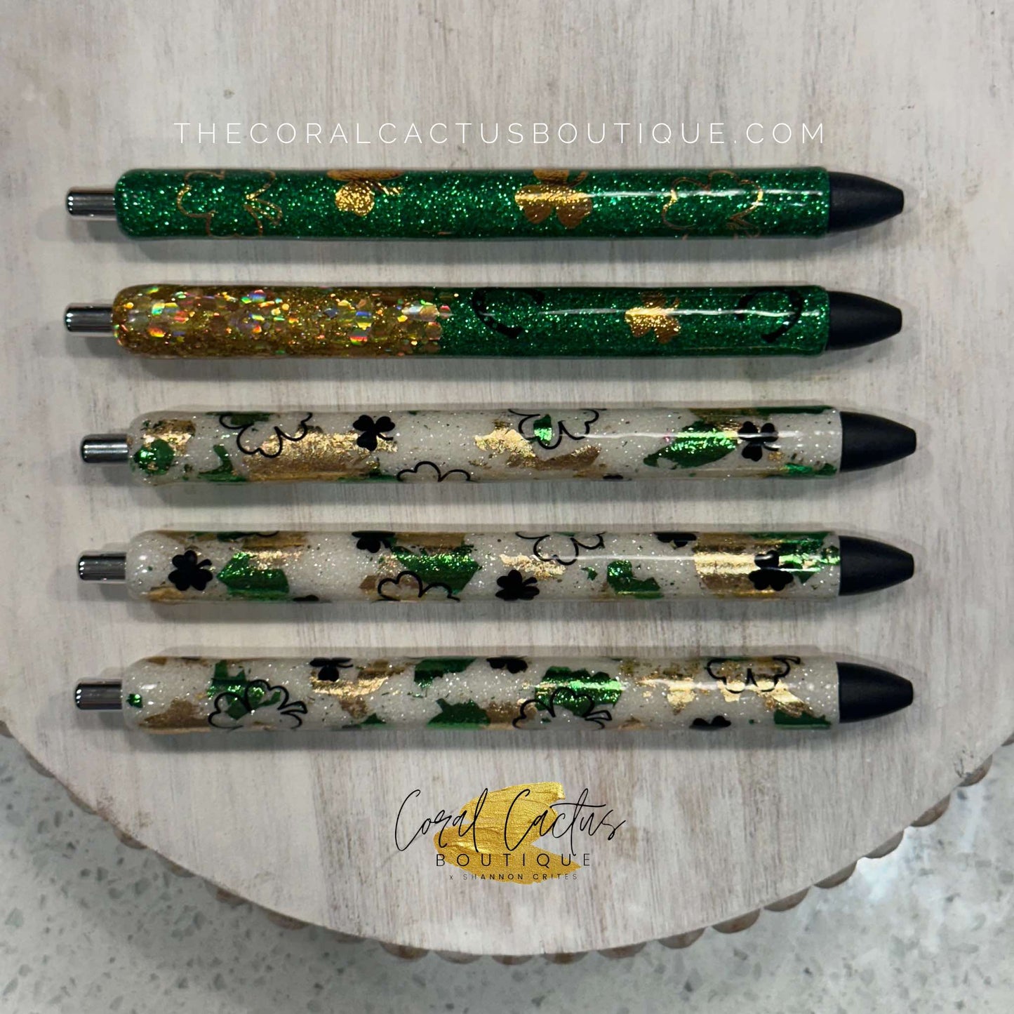 Custom Pen - Green & Gold Foil Lucky