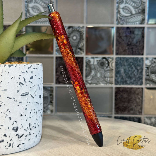 Custom Pen - Orange and Red Fall Swirl