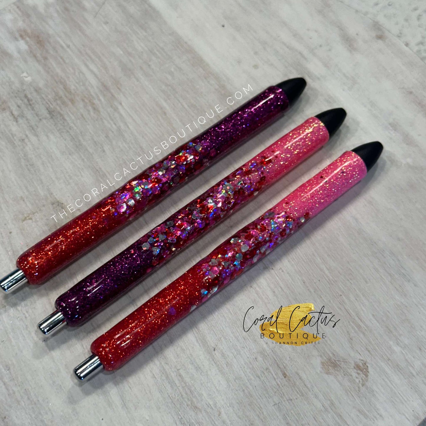 Custom Pen - Pink & Purple Glitter