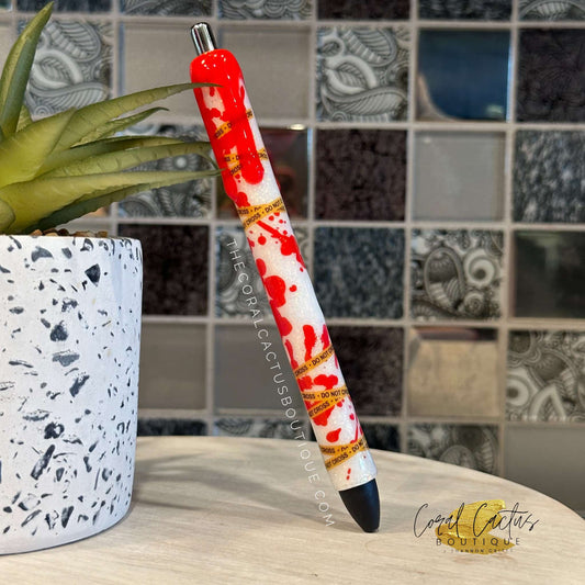 Custom Pen - Bloody Crime Tape Drip