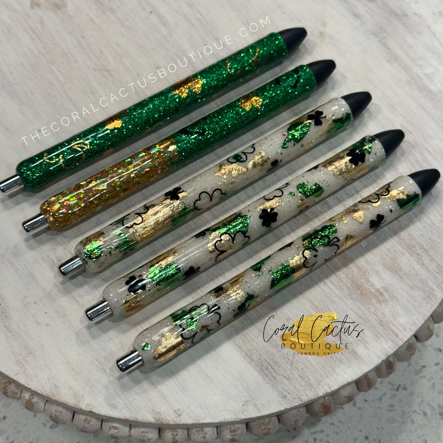 Custom Pen - Green & Gold Foil Lucky