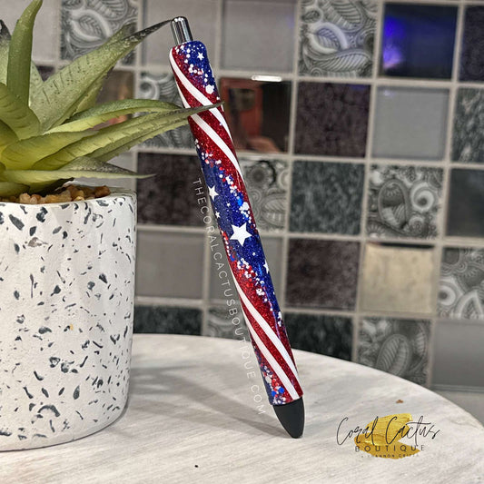 Custom Pen - Stars & Thick Stripes Swirl