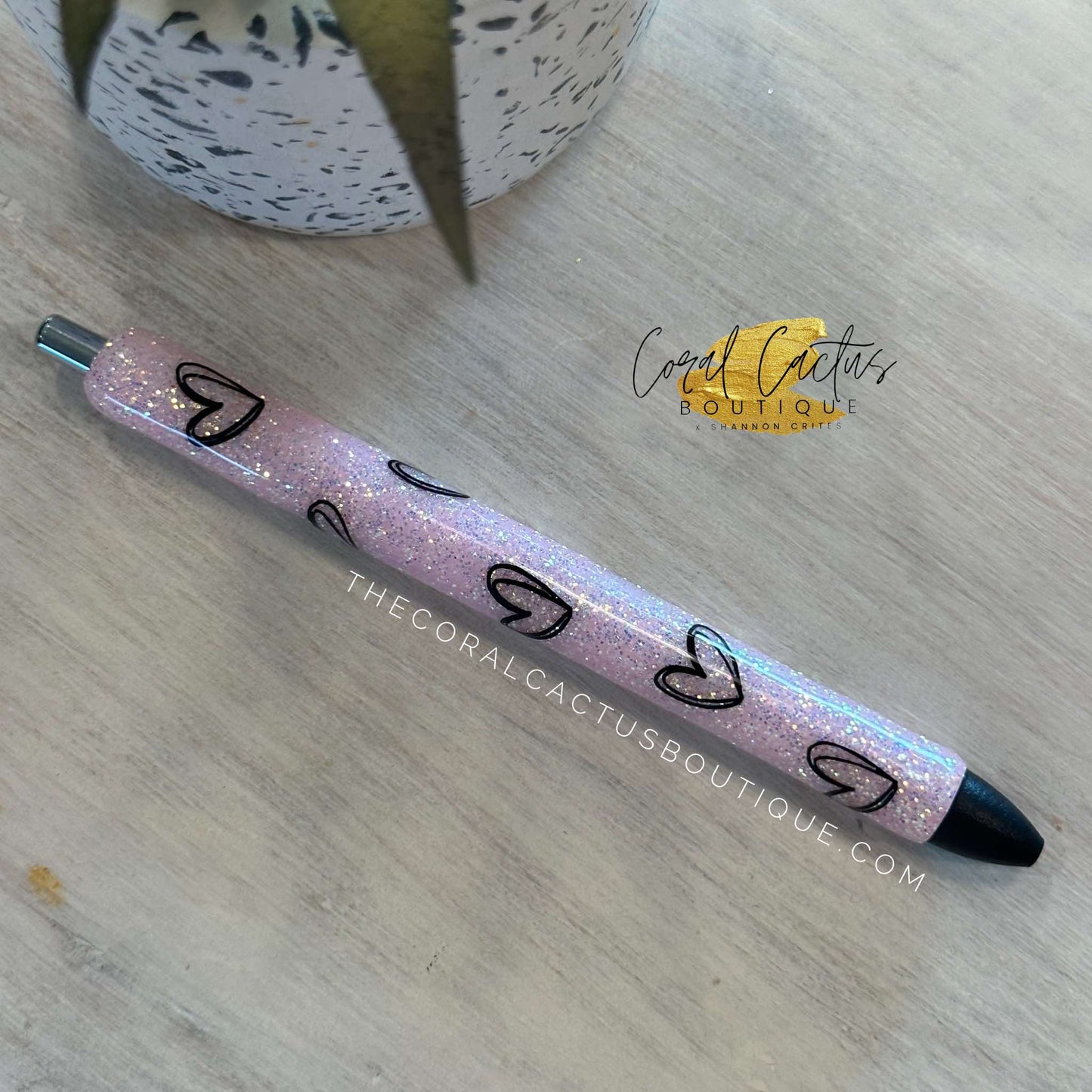 Custom Pen - Love Hearts Light Pink