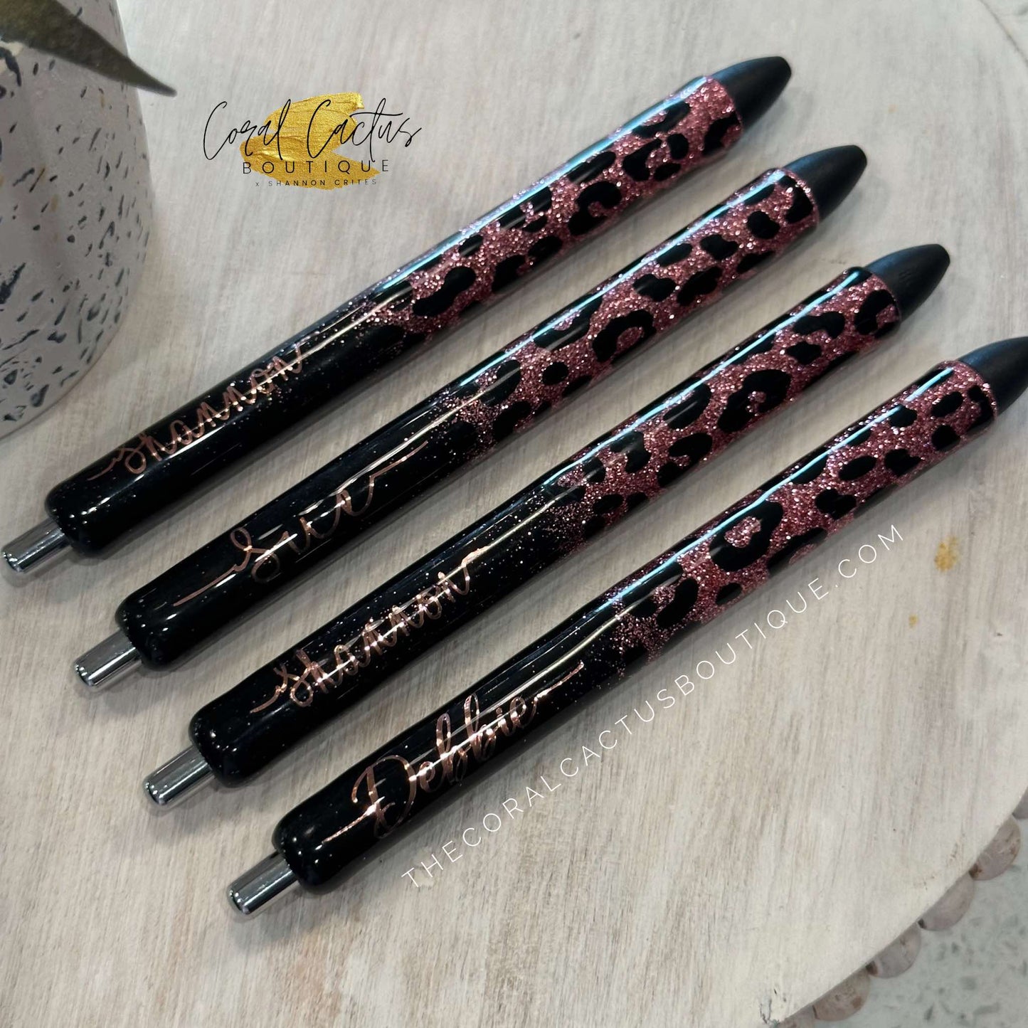 Custom Pen - Black & Rose Gold Leopard