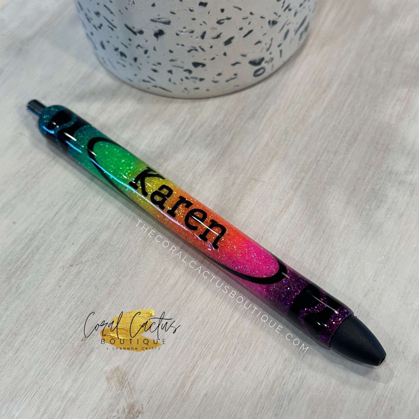 Custom Pen - Rainbow Ombre Crayon