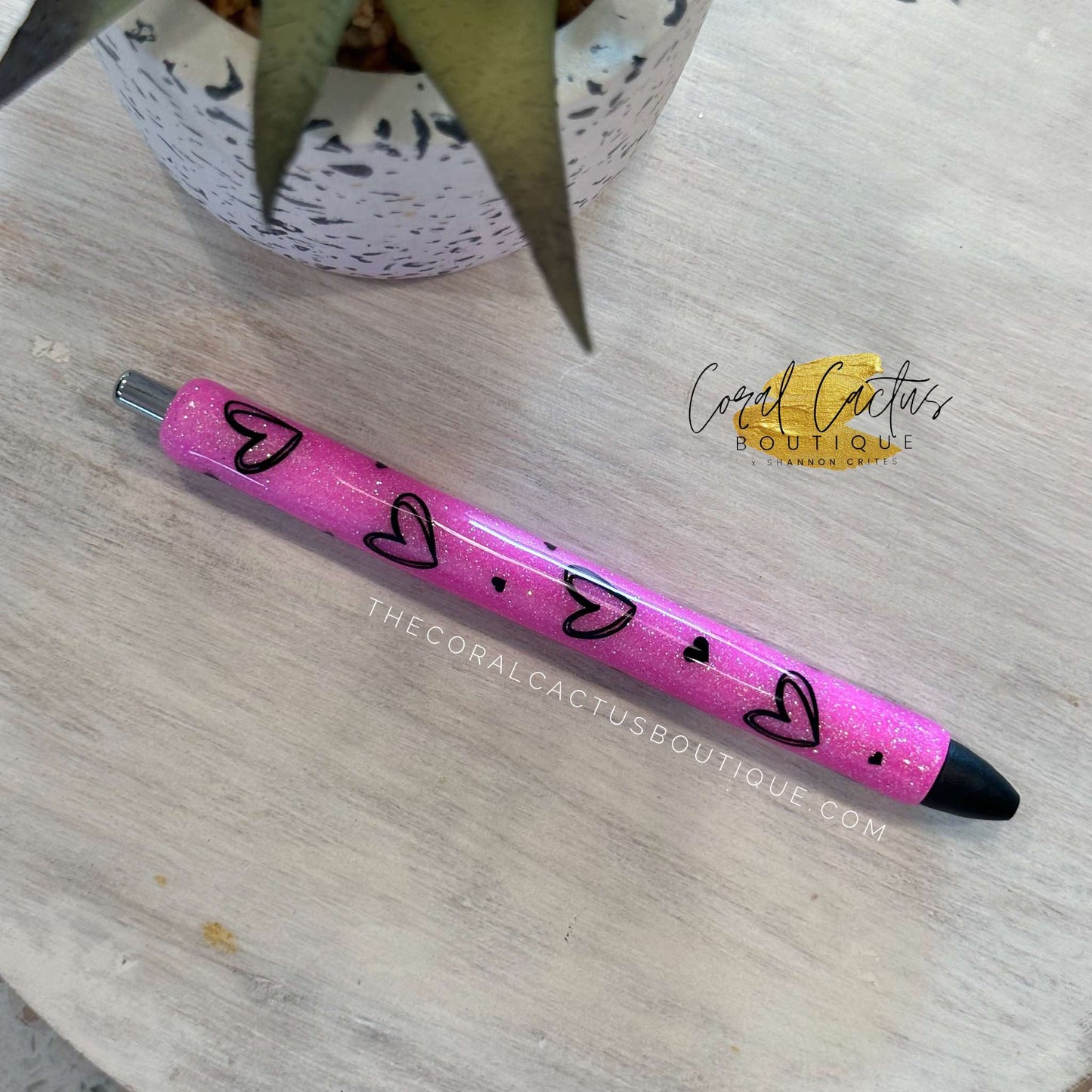 Custom Pen - Love Hearts Bright Pink