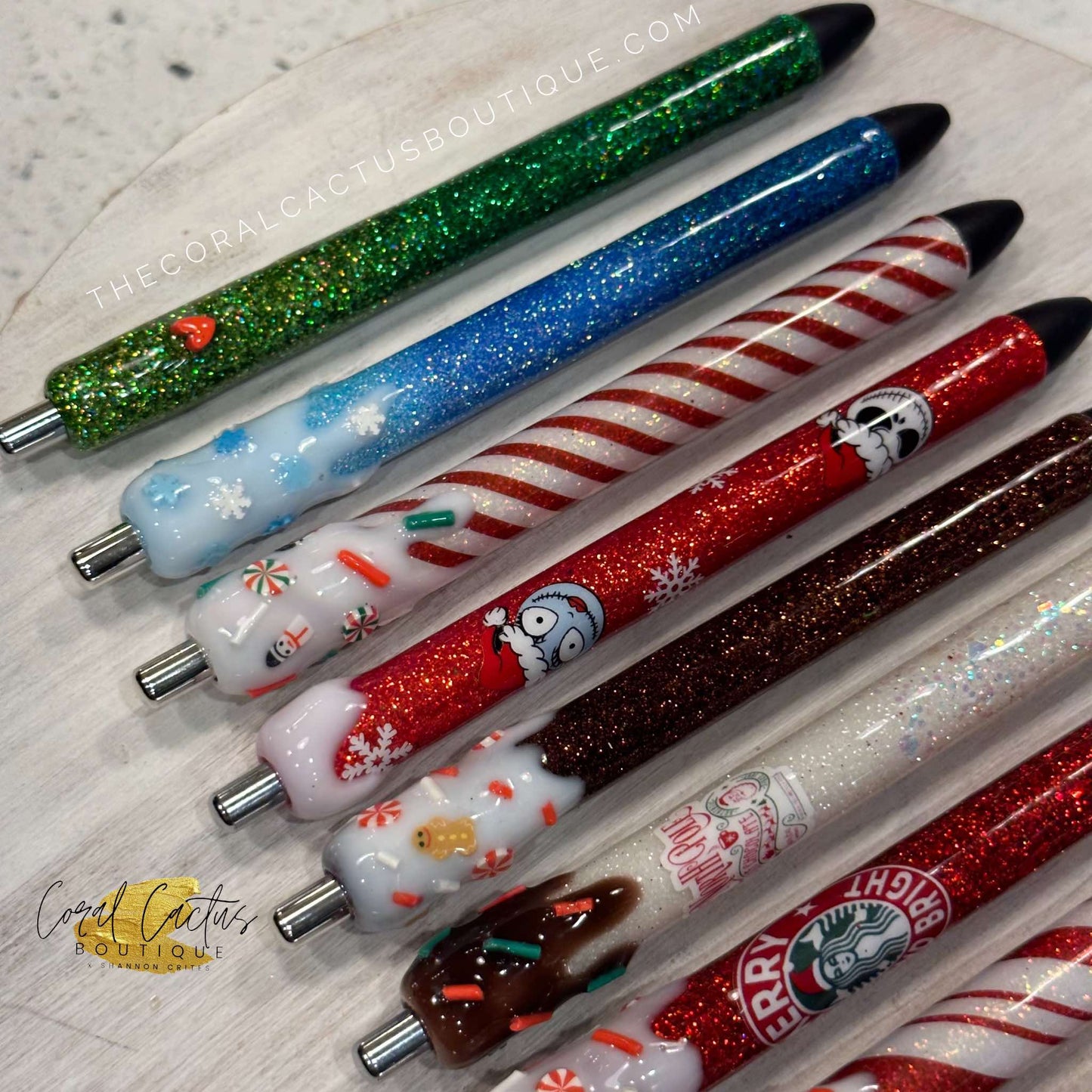 Custom Pen - Candy Cane Thin Stripe Drip