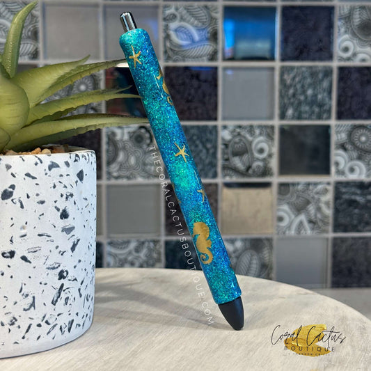 Custom Pen - Ocean Seahorse & Starfish