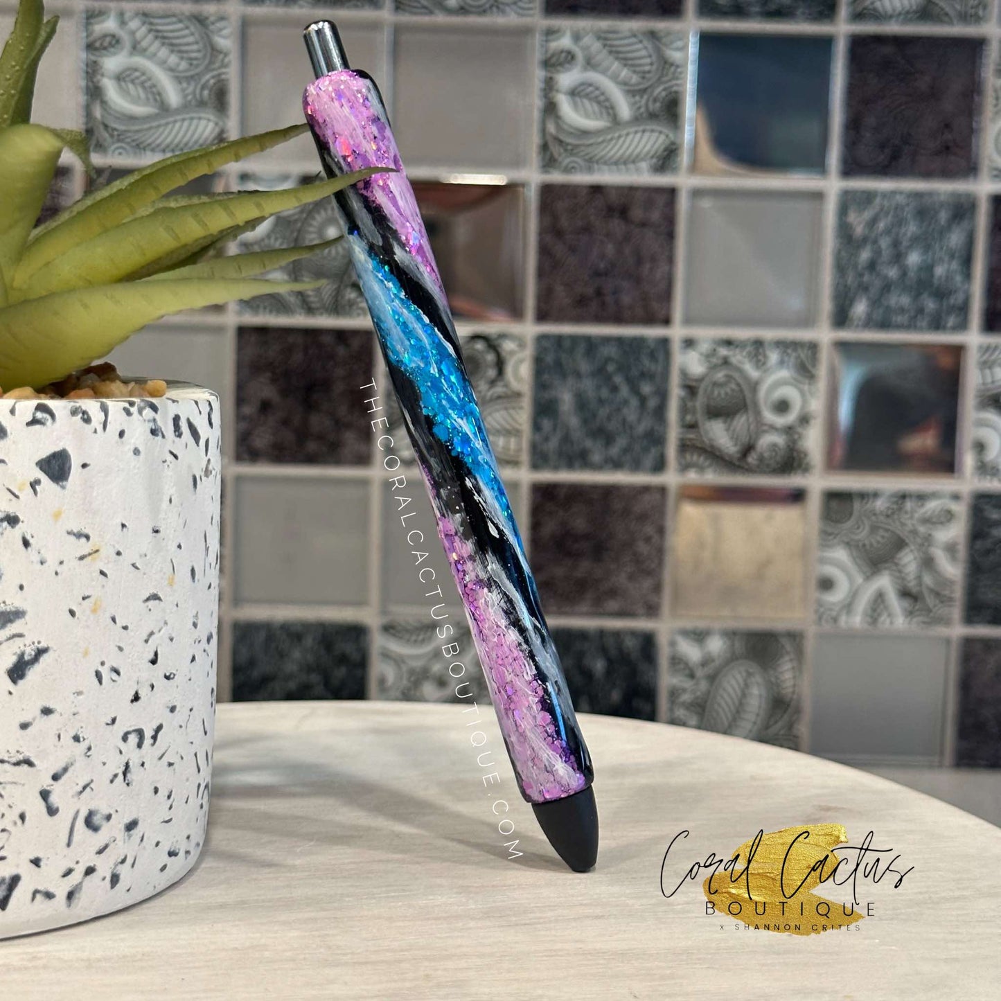 Custom Pen - Purple, Black & Blue Swirl