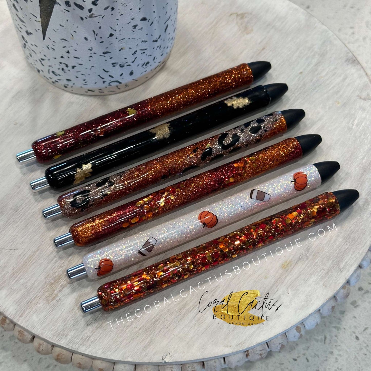 Custom Pen - Orange Fall Chunky Glitter