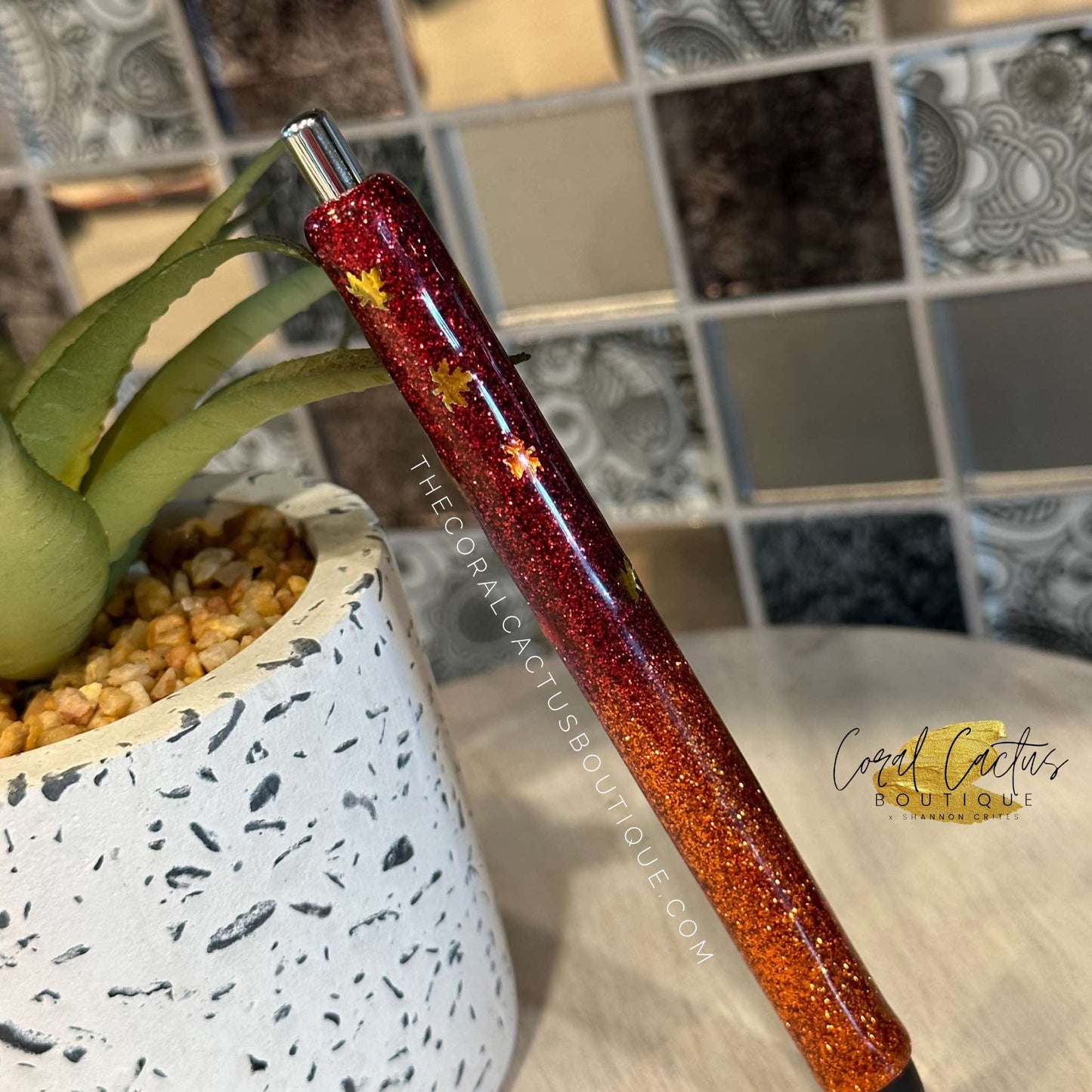 Custom Pen - Fall Orange and Red Leaves