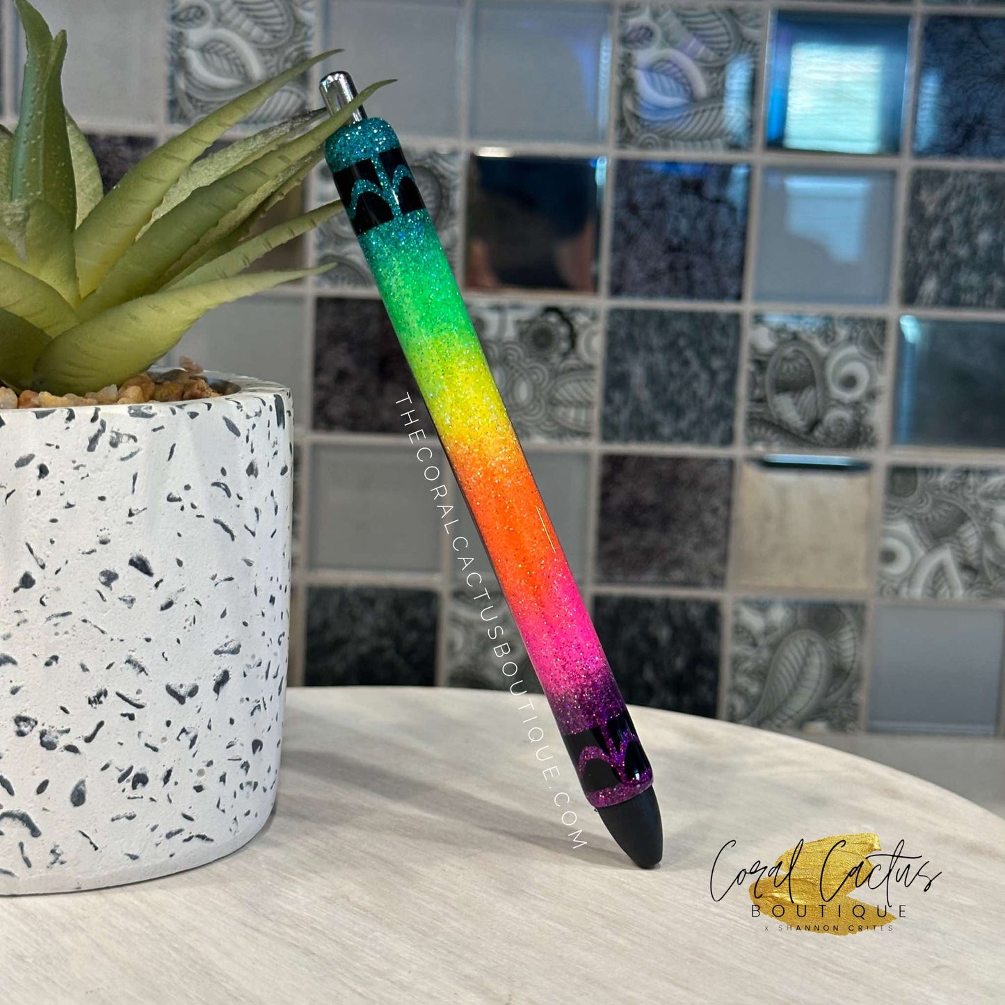 Custom Pen - Rainbow Ombre Crayon